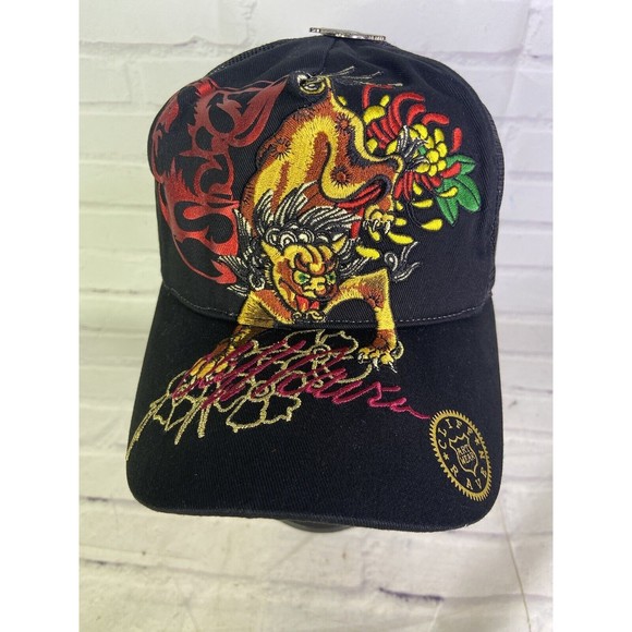 Cliff Raven Artwear Dragon Hardy Tattoo Embroidered Mesh Back Snapback Hat Cap - Picture 2 of 7